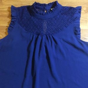 Navy Blue Lily White Top xl